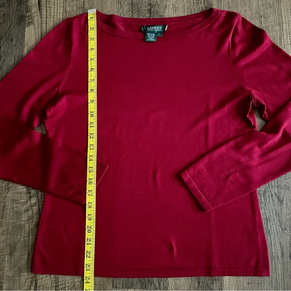 Lauren Ralph Lauren green label silk/nylon/cotton blend boat neck red - Picture 8 of 10